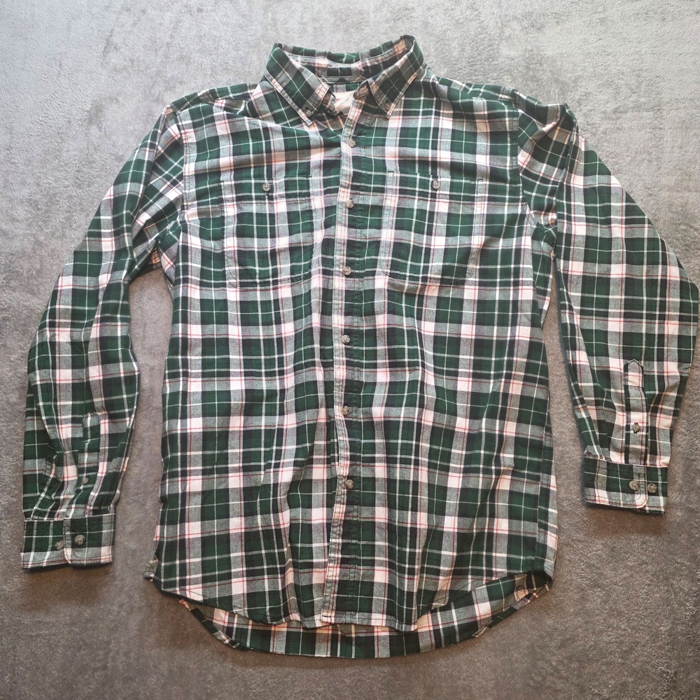 Wrangler Rugged Wear Button Up Shirt Mens L Green Plaid Long Sleeve Pockets